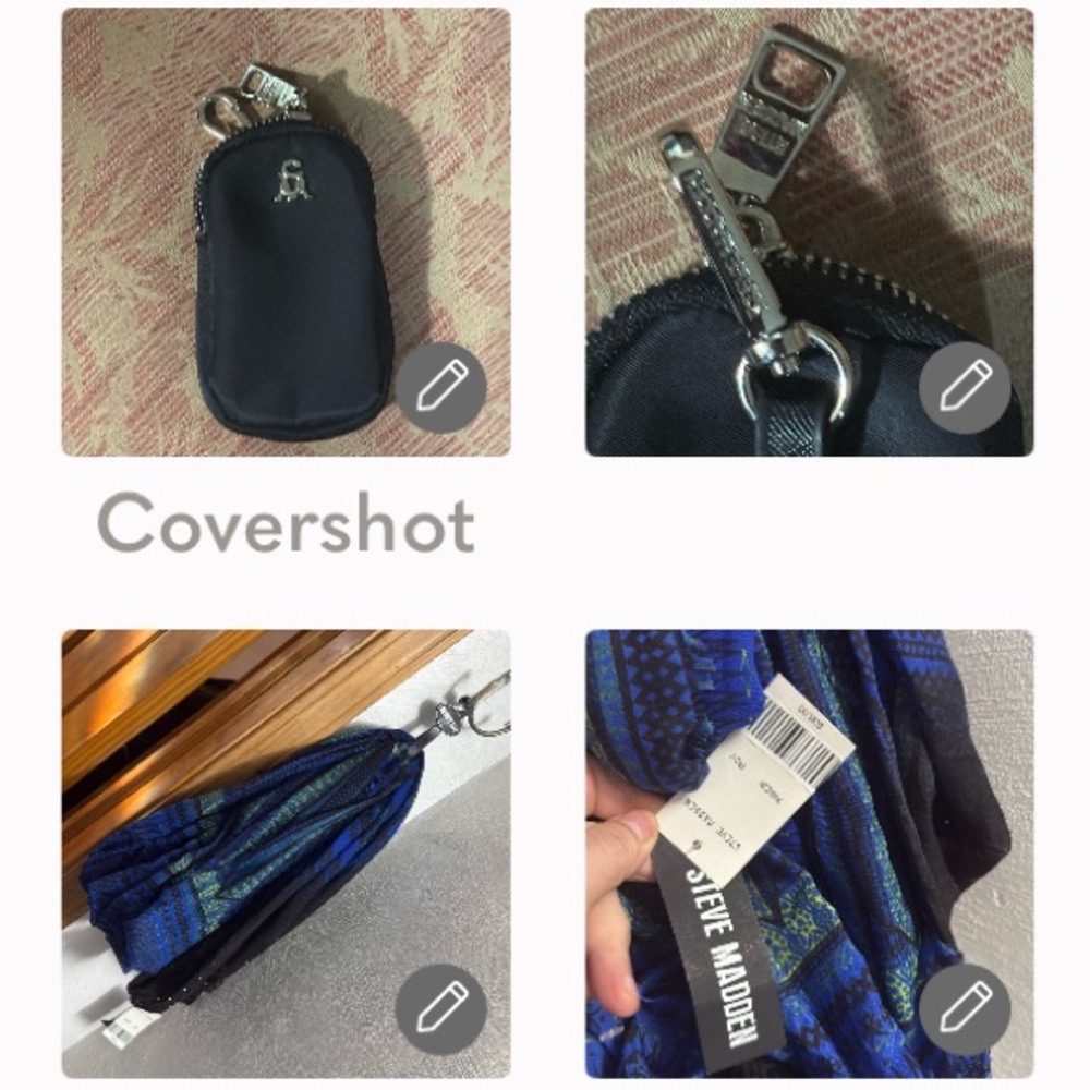 Steve Madden Infinity🧣+multi-logo=4X zip case 4.5x2.5 keychain